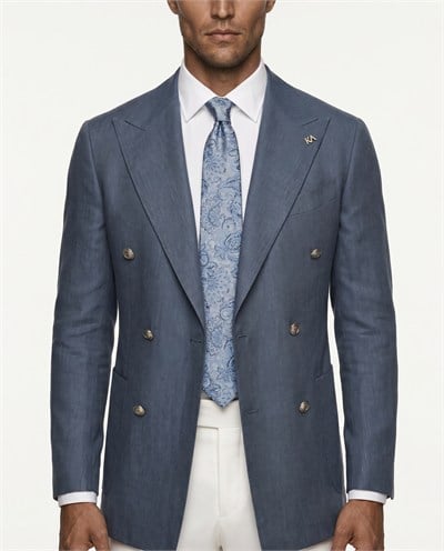 Sorn Double-Breasted Jacket Blue