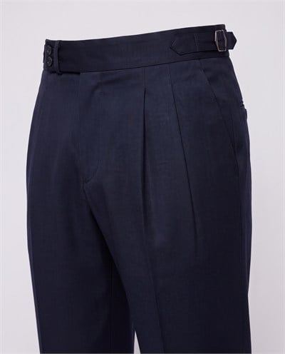 Zayn Double-Pleated Pants Navy