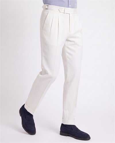 Zayn Double-Pleated Pants White