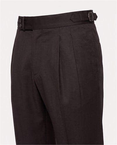Zayn Double-Pleated Pants Brown