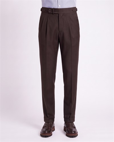 Zayn Double-Pleated Pants Brown