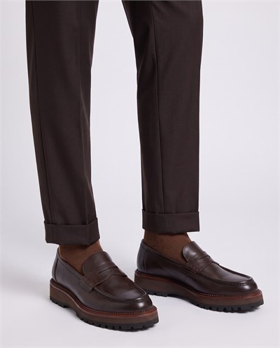 Zayn Double-Pleated Pants Brown