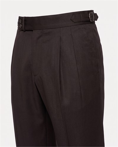 Zayn Double-Pleated Pants Brown