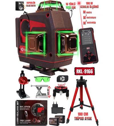 RETOOLS BORDO 3'LÜ SET(16 YÖNLÜ LAZER+LAZER METRE+TRİPOD(100M))