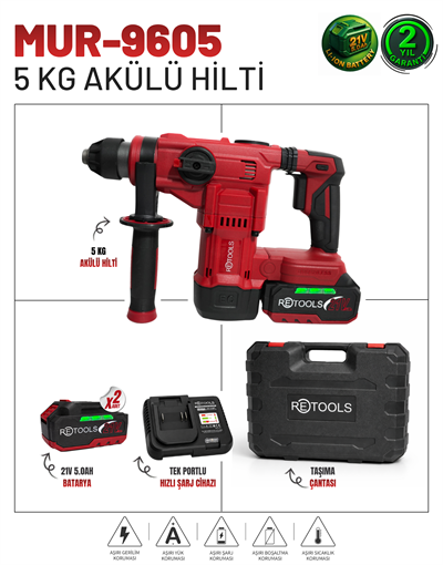 Retools Bordo 5 Kg Akülü Hilti