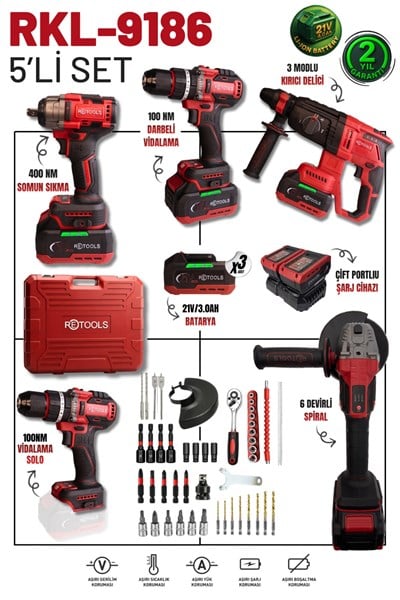 RETOOLS BORDO 5'Lİ SET (4'LÜ SET (100 NM) + 100 NM VİDALAMA KAFA)