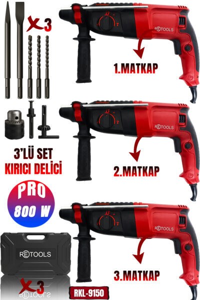 RKL-9150 RETOOLS BORDO 3’LÜ SET (2.26) KIRICI DELİCİ MATKAP