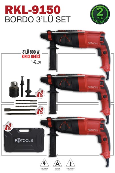 RKL-9150 RETOOLS BORDO 3’LÜ SET (2.26) KIRICI DELİCİ MATKAP