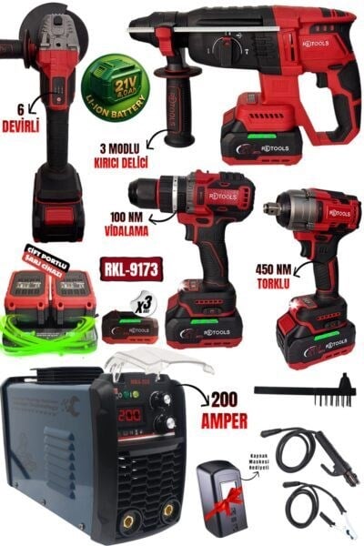 RKL-9173 RETOOLS BORDO 5 LI SET (4 LÜ SET + 200 AMPER KAYNAK)