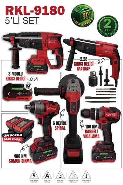 RKL-9180 RETOOLS BORDO 5 'Lİ SET (4'LÜ SET 100 NM (YENİ SERİ) + 2.28 PRO HİLTİ)
