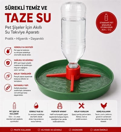Civciv Suluk Aparatı Pet Şişe  – Otomatik Su Takviye Aparatı