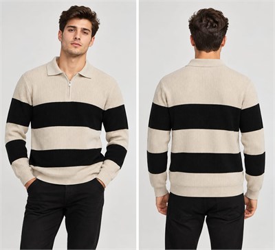 Polo Yaka Triko Sweatshirt - BEJ - ST 509