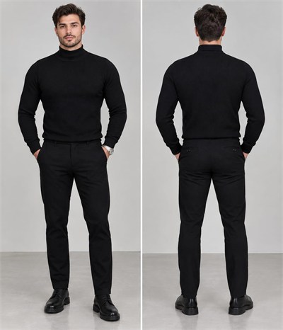 Polo Yaka Triko Sweatshirt -  SİYAH      ST-502
