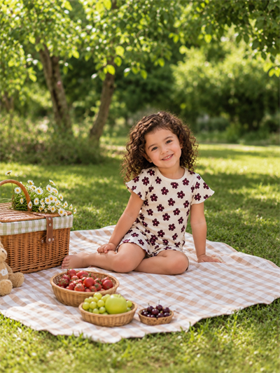 PONKİ ÇİÇEK DESENLİ PAMUKLU  FİTİLLİ T-SHIRT TAKIM