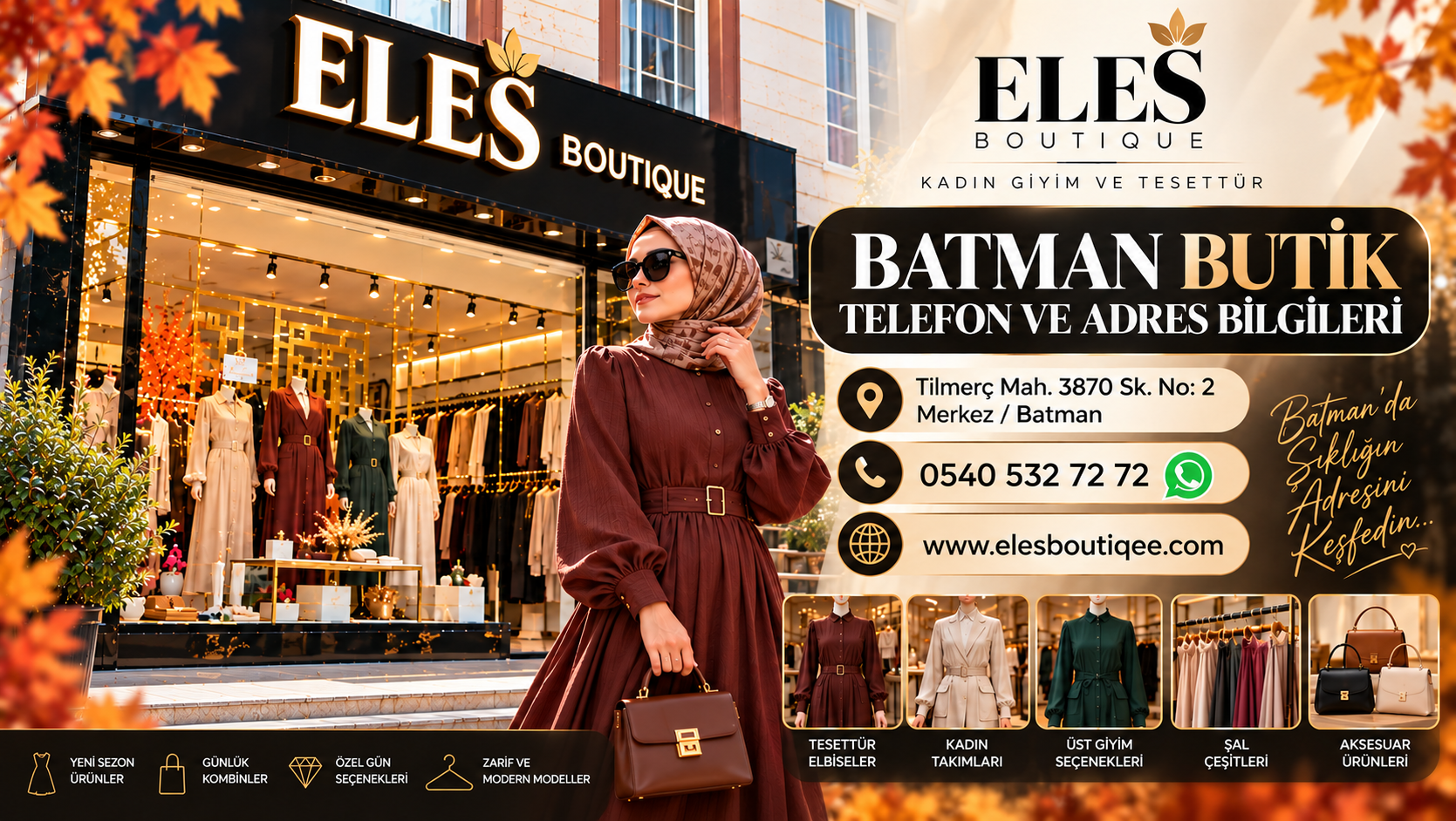 Batman butik telefon ve adres bilgileri,ELES BOUTIQUE Tilmerç Mahallesi kadın giyim ve tesettür mağazası