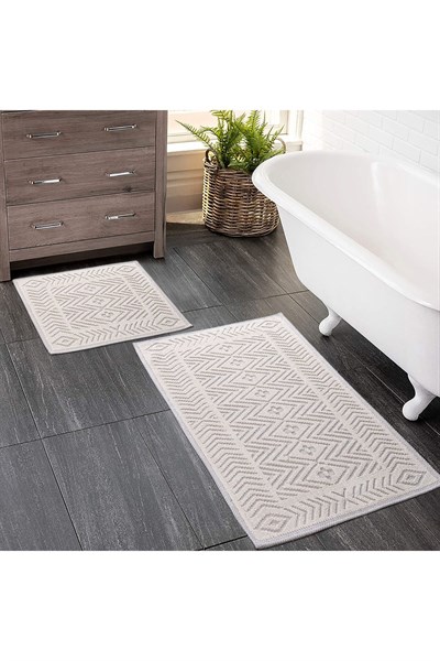 2 Li Bukle Banyo Takımı (BANYO TEKSTİLİ/MODERN/DOĞAL/SADE/ŞIK KAYMAZ TABAN)
