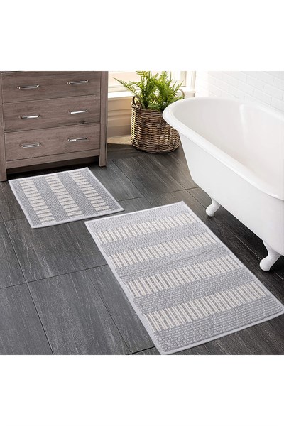 2 Li Bukle Banyo Takımı (BANYO TEKSTİLİ/MODERN/DOĞAL/SADE/ŞIK KAYMAZ TABAN)