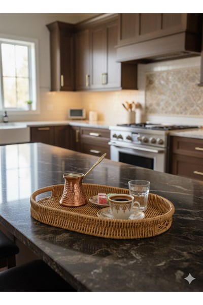 Hasır Çok Amaçlı Tepsi Sunumluk (Kahve Sunumluk) TAKIM (3 ADET)