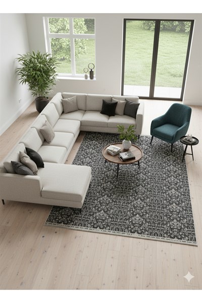 Modern Pamuklu Halı Örtüsü Savan 4m2 Dokuma 160x240 Lastiksiz