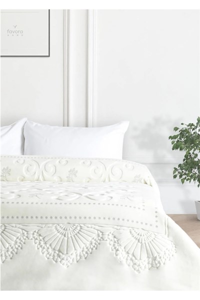 Pırıltı Çift Kişilik Battaniye Gümüş Işlemeli-220x240