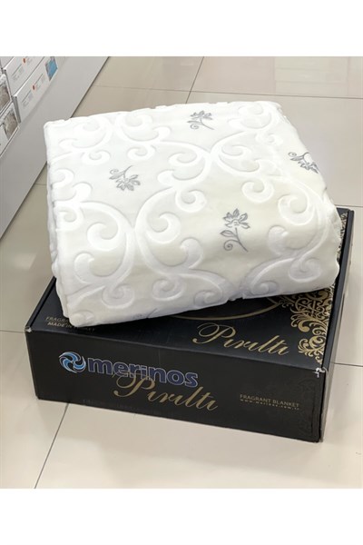 Pırıltı Çift Kişilik Battaniye - Kemik Silver