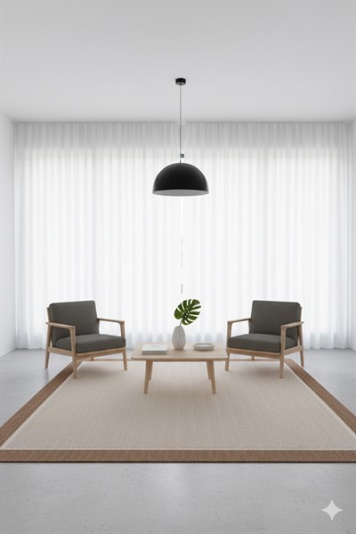 SİSALYA Modern Sisal Jüt Dokuma Kilim Hasır Yıkanabilir Halı Bej Jut