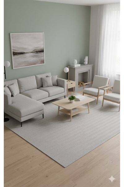 SİSALYA Modern Sisal Jüt Dokuma Kilim Hasır Yıkanabilir Halı Düz Gri