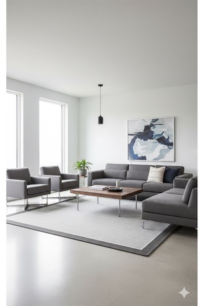 SİSALYA Modern Sisal Jüt Dokuma Kilim Hasır Yıkanabilir Halı Antrasit Gri