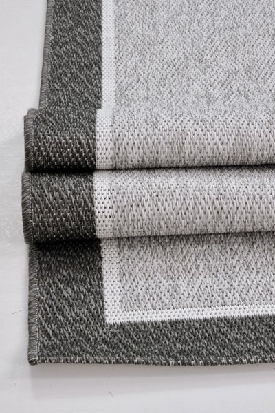 SİSALYA Modern Sisal Jüt Dokuma Kilim Hasır Yıkanabilir Halı Antrasit Gri