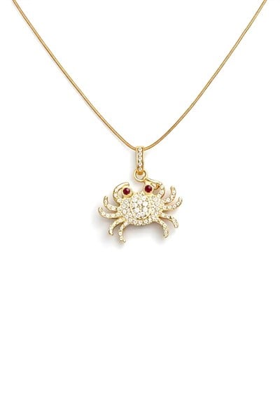 Crabby Taşlı Gold Kolye 3446