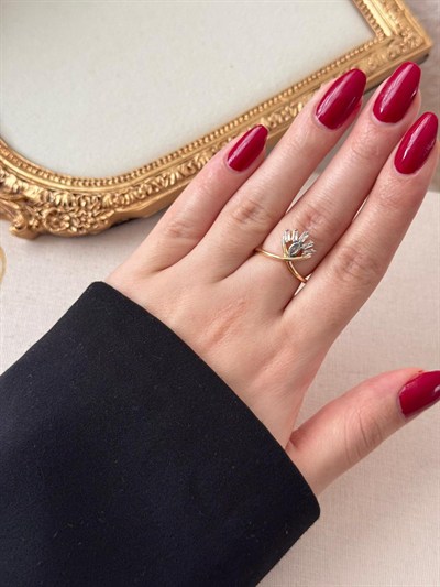 Crown Zirkon Taşlı Gold Yüzük