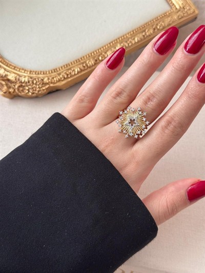 Işıltılı stars gold yüzük 3577