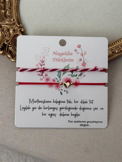 Marteniçka İkili Bileklik Kırmızı Kalp 3731