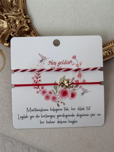 Marteniçka İkili Bileklik Kırmızı Yonca