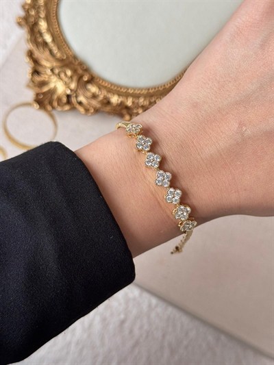Özel Seri Beş Sıra Yonca Gold Bileklik 4290