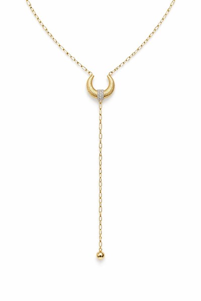 Özel Seri Gold Taş Detaylı Kolye 4350