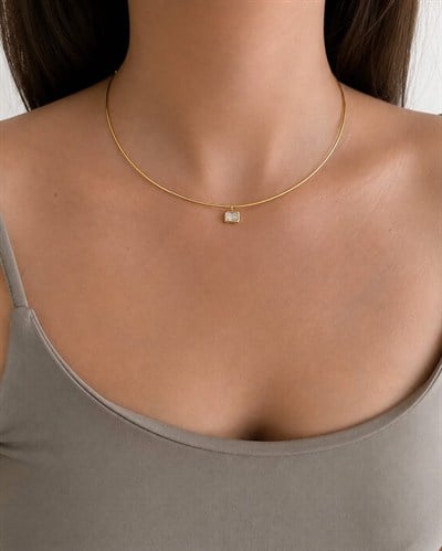 Özel Seri Markiz Kare Taşlı Choker Kolye 4428