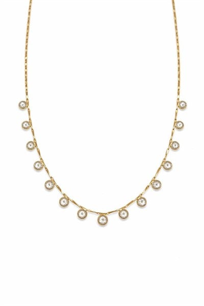 Özel Seri Minimal Taş Detaylı Gold Kolye 4466