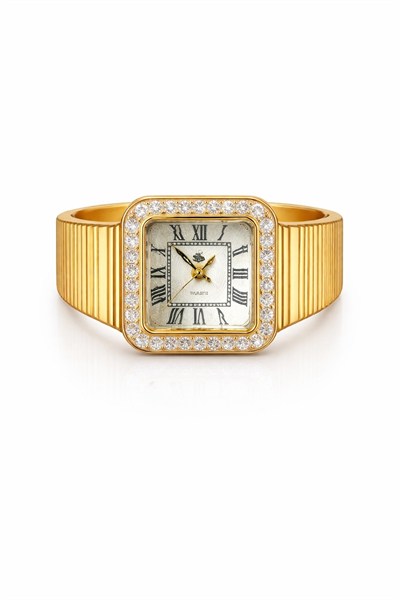 Rivona Square Gold Watch Ring
