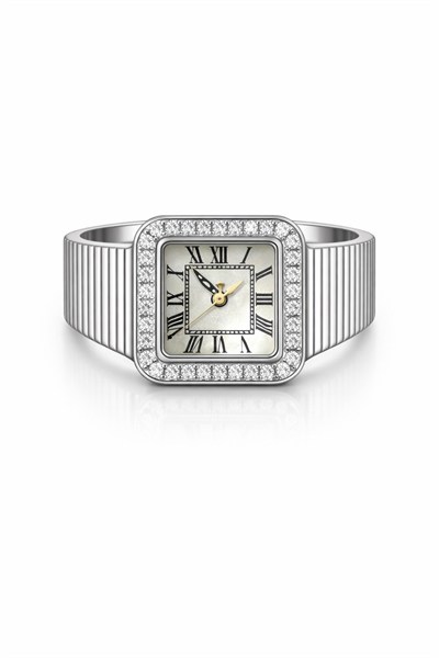 Rivona Square Silver Watch Ring