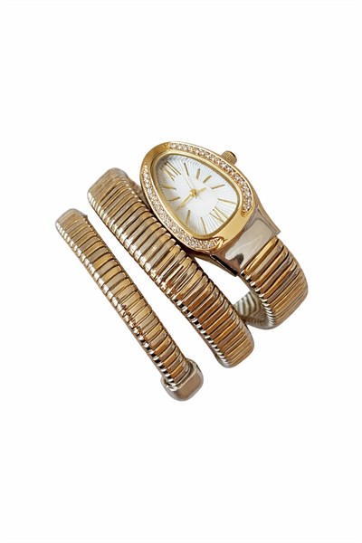 Rose Gold Sarmal Formlu Taş Detaylı Çelik Kadın Saat 3839