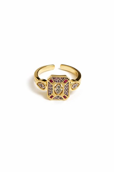 Ruby Frame Gold Yüzük 3841