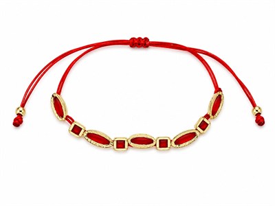 Ruby Kırmızı Taşlı İpli Bileklik 3842