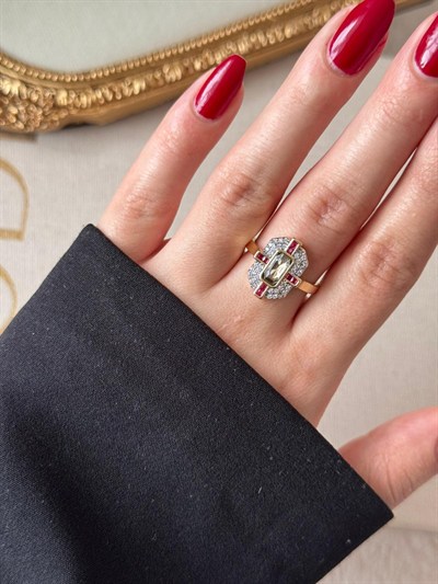 Safir Işıltı Gold Yüzük 3845