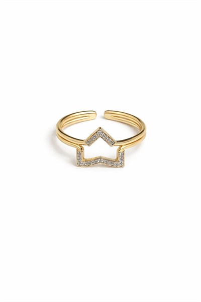 Star Zirkon Taşlı Gold İkili Yüzük 3886