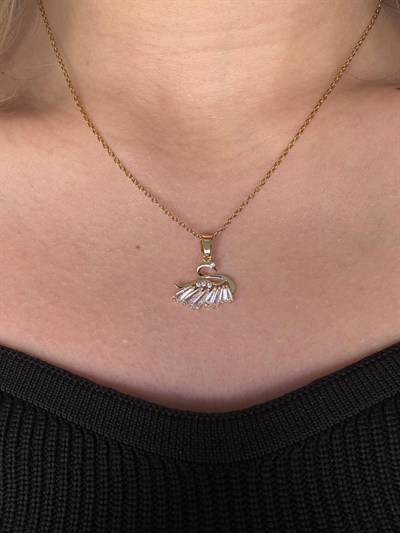 Swan Kuğu Kolye Gold 3897