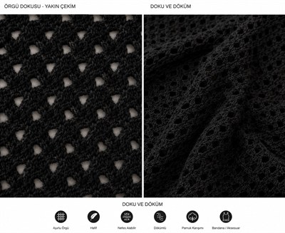 Triko Delikli Örgü Bandana 3981