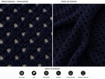 Triko Delikli Örgü Bandana 3980