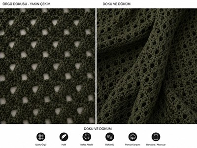 Triko Delikli Örgü Bandana 3983