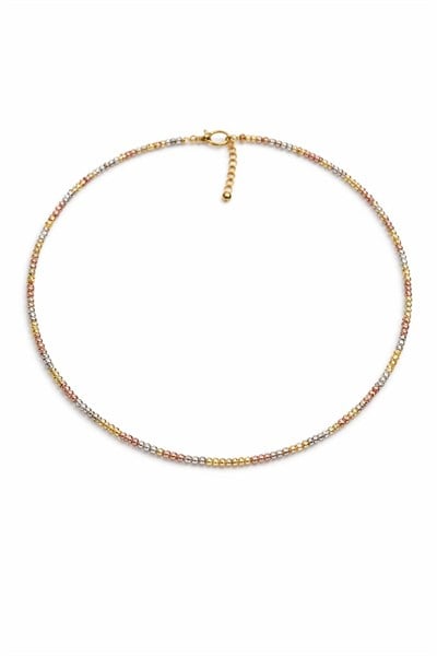 Üç Renk Spiral Dokulu Kadın Çelik Kolye – Altın, Gümüş ve Rose